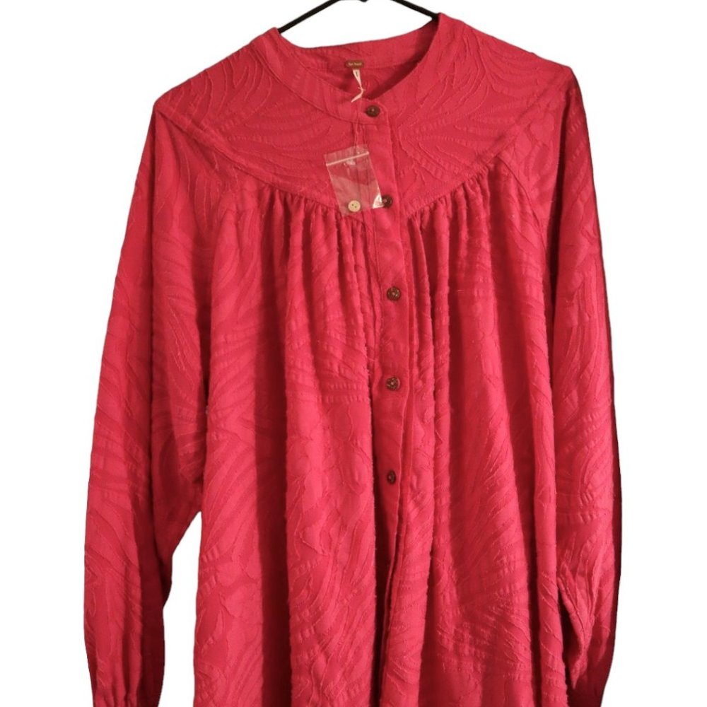 Free People Hot Pink Long Sleeved Oversized Top Women's Size Small